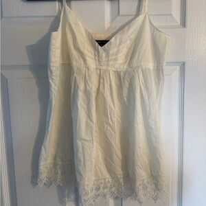 New York & Company Cream Lace Hem Chemise